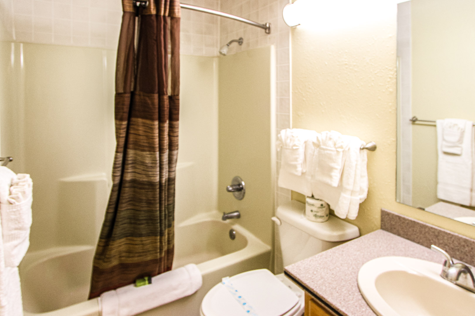 A clean bathroom at VRI's Crown Point Condominiums in New Mexico.